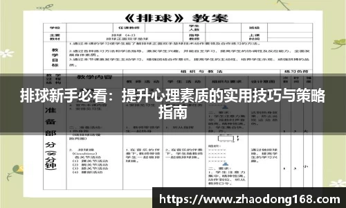 排球新手必看：提升心理素质的实用技巧与策略指南